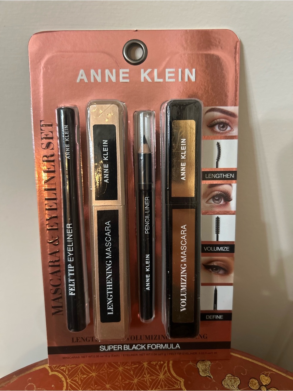 Anne Klein Mascara & Pencil Eyeliner Set - Black and Gold Accents
